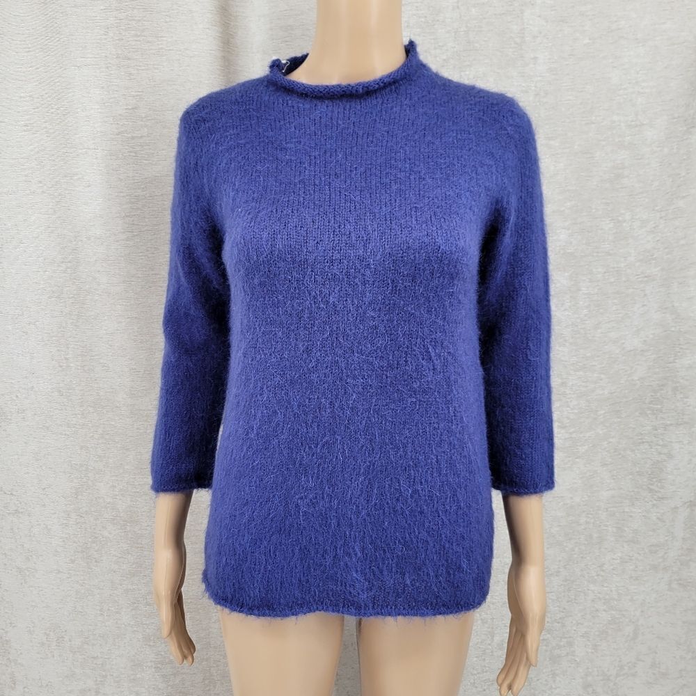 United Colors Of Benetton Blue Mohair Blend Sweater Nwt Women's Xs